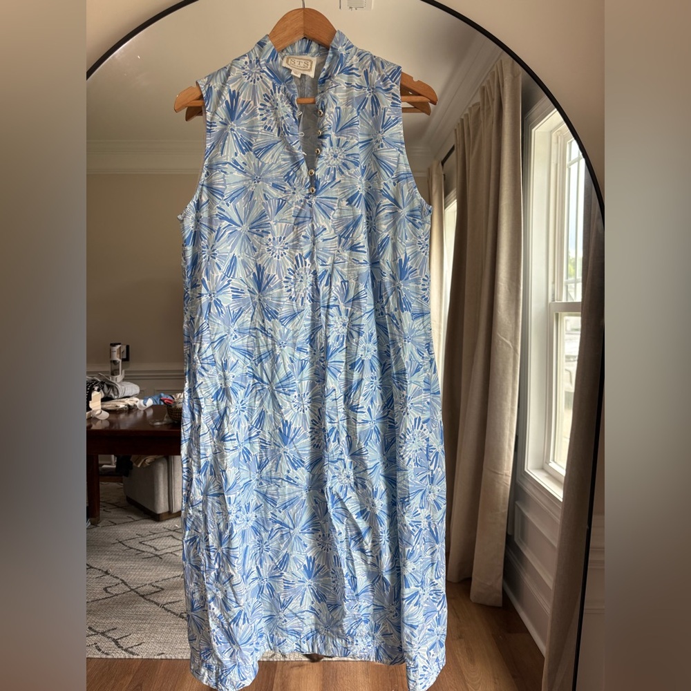 Sail to sable Sleeveless Blue Floral Print dress